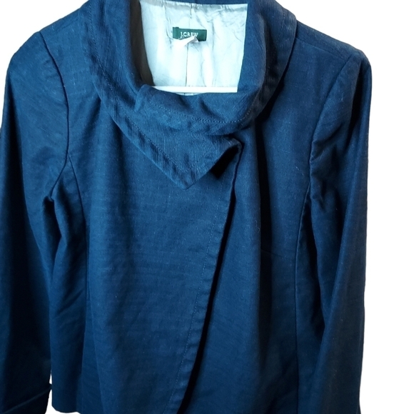J.Crew ottoman Aubrey swing jacket closes 2 large button at neck lined navy - Picture 9 of 16